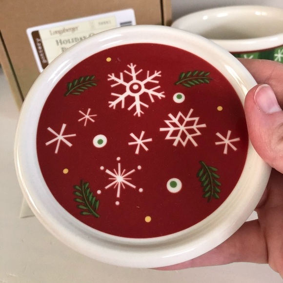 NWT Longaberger Pottery Holiday pint crock with lid - Picture 2 of 8